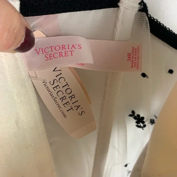 Victoria's Secret Corset Pink/White Black Garter Size 34B - Picture 7 of 11